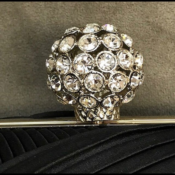 SR Tuxedo Pleated/ Crystal Ball Evening Bag, NWT - Picture 2 of 6